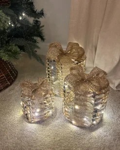 LED SLIVSO Julegaver 20/25/30 cm Guld