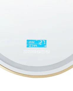 LED-badeværelsesspejl DAROIS 60 cm 60 cm Med indbygget Bluetooth-højttaler Guld