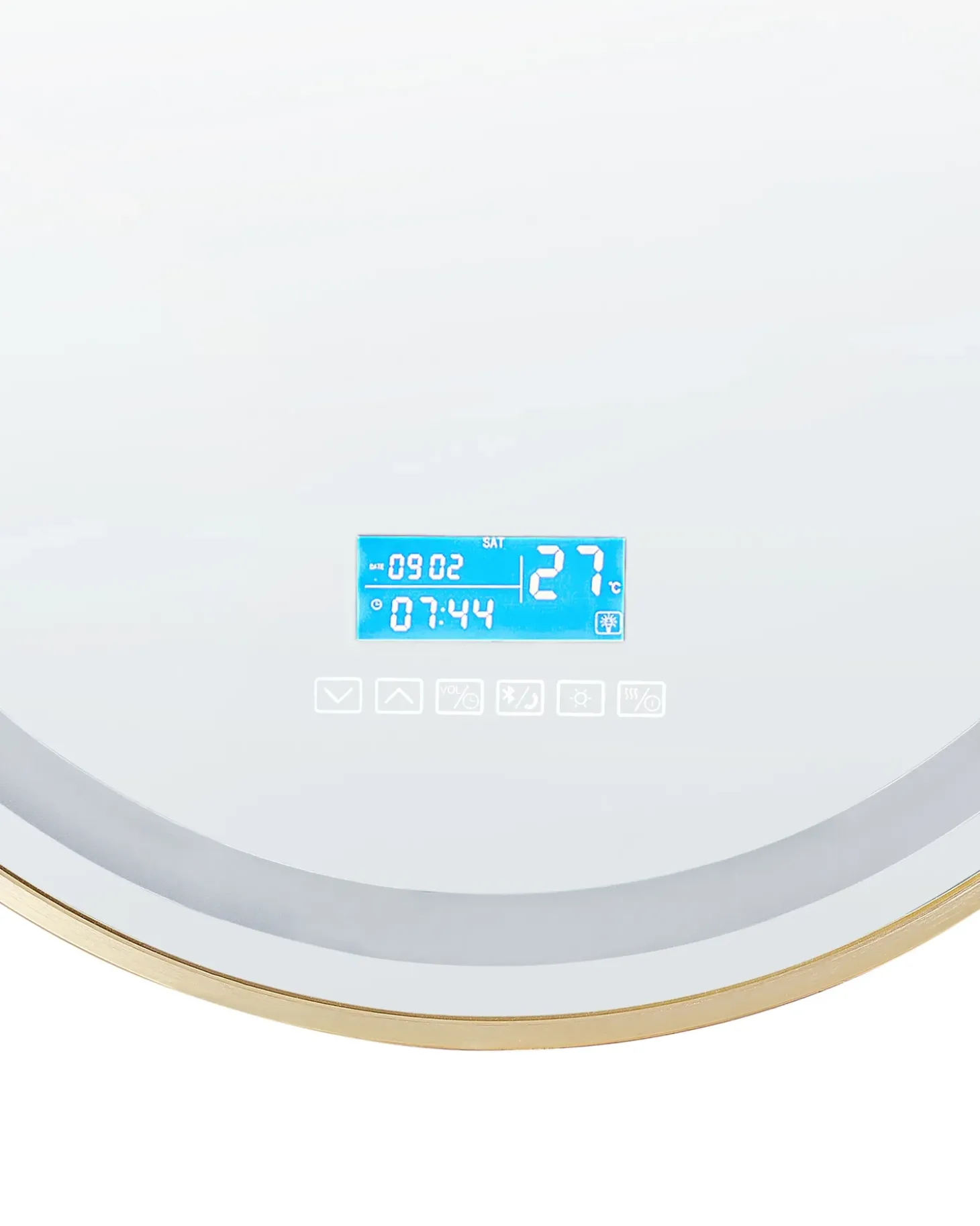 LED-badeværelsesspejl DAROIS 60 cm 60 cm Med indbygget Bluetooth-højttaler Guld