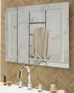LED-badeværelsesspejl EYRE 80 cm 60 cm Sølv