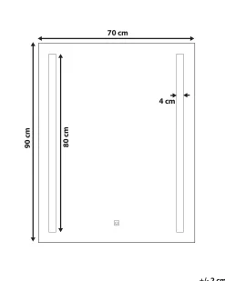 LED-badeværelsesspejl MARTINET 70 cm 90 cm Sølv