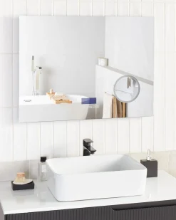 LED-badeværelsesspejl MONTARON 80 cm 60 cm Sølv