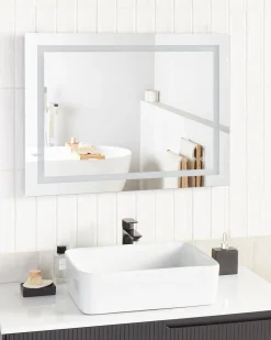 LED-badeværelsesspejl PRENOIS 80 cm 60 cm Sølv