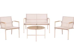 LEDRO 4 personers Loungesæt med bord Beige Metal