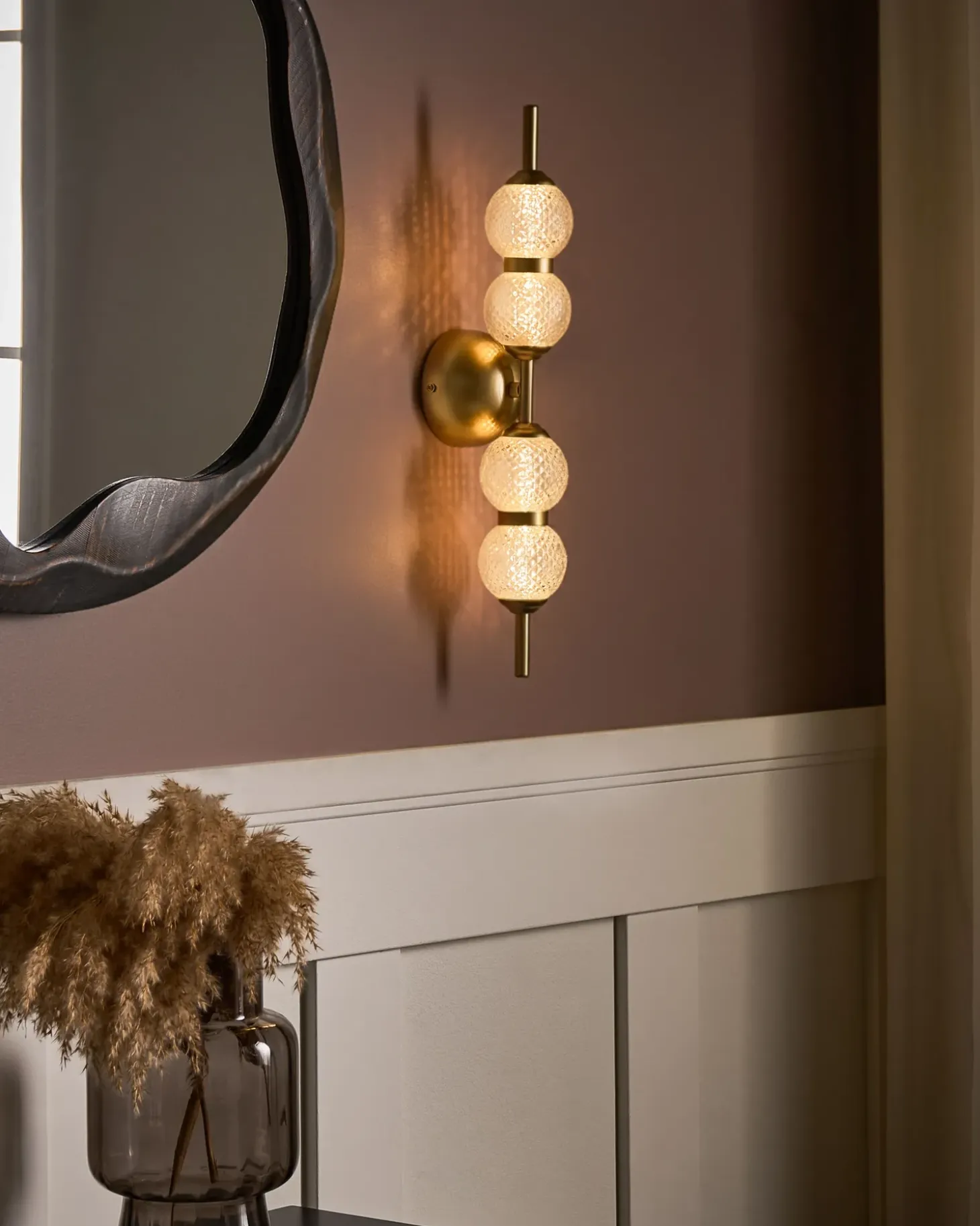 LED-væglampe ARAS Guld Glas
