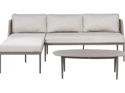 LEFFE 3 personers Have-hjørnesofasæt Højrevendt Beige Metal