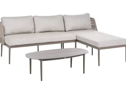 LEFFE 3 personers Have-hjørnesofasæt Venstrevendt Beige Metal