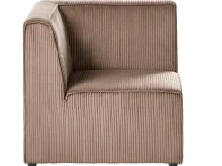 LEMVIG 4 personers Hjørnesofa modul Venstrevendt Sand Beige Fløjl med fodskammel