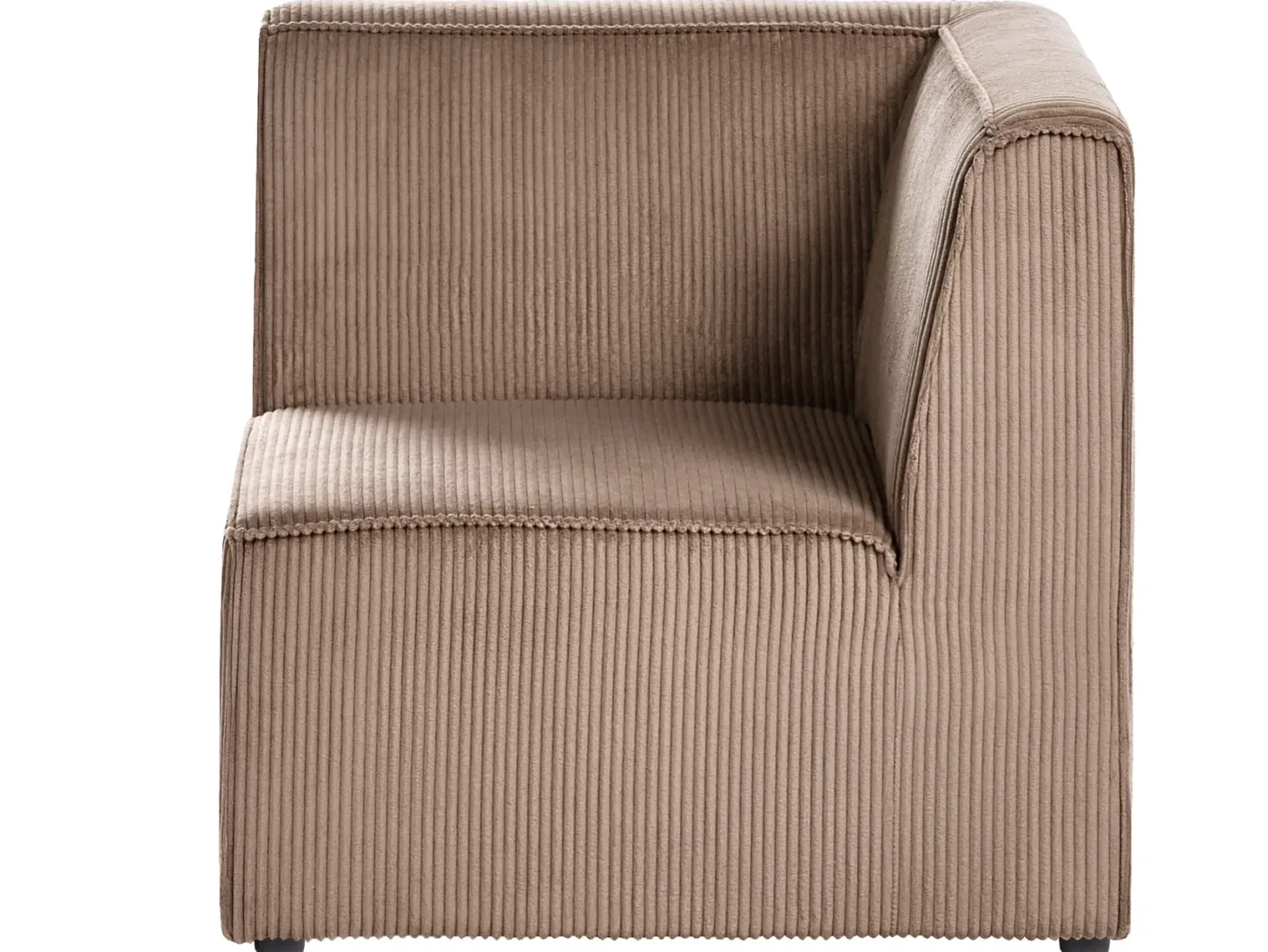 LEMVIG 4 personers Hjørnesofa modul Venstrevendt Sand Beige Fløjl med fodskammel