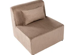 LEMVIG 4 personers Hjørnesofa modul Venstrevendt Sand Beige Fløjl med fodskammel