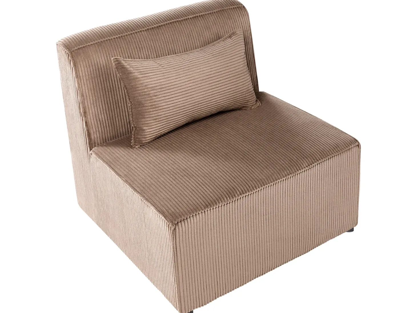 LEMVIG 4 personers Hjørnesofa modul Venstrevendt Sand Beige Fløjl med fodskammel
