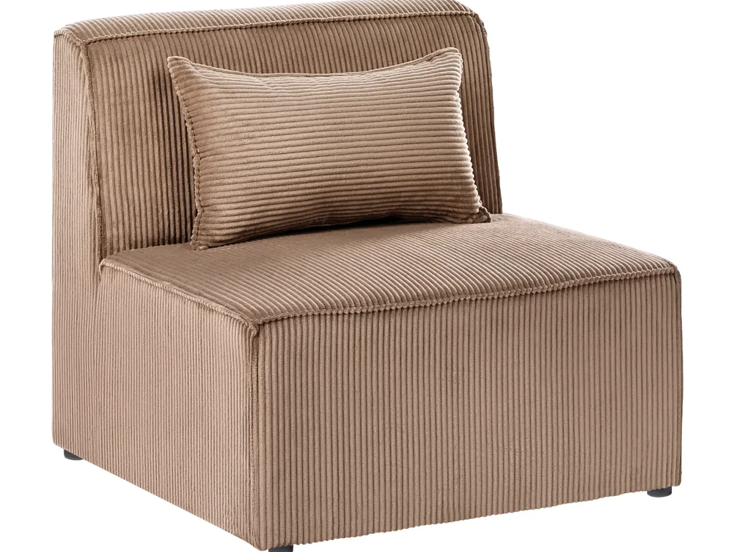 LEMVIG 4 personers Hjørnesofa modul Venstrevendt Sand Beige Fløjl med fodskammel