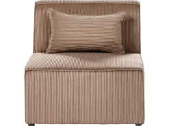LEMVIG 4 personers Hjørnesofa modul Venstrevendt Sand Beige Fløjl med fodskammel