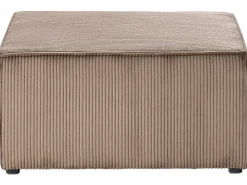 LEMVIG 4 personers Hjørnesofa modul Venstrevendt Sand Beige Fløjl med fodskammel
