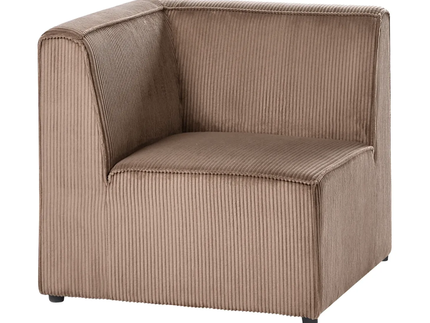 LEMVIG 4 personers Hjørnesofa modul Venstrevendt Sand Beige Fløjl med fodskammel