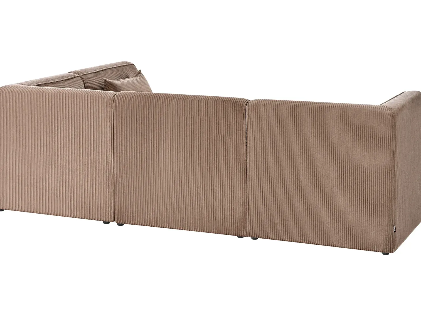 LEMVIG 4 personers Hjørnesofa modul Venstrevendt Sand Beige Fløjl med fodskammel