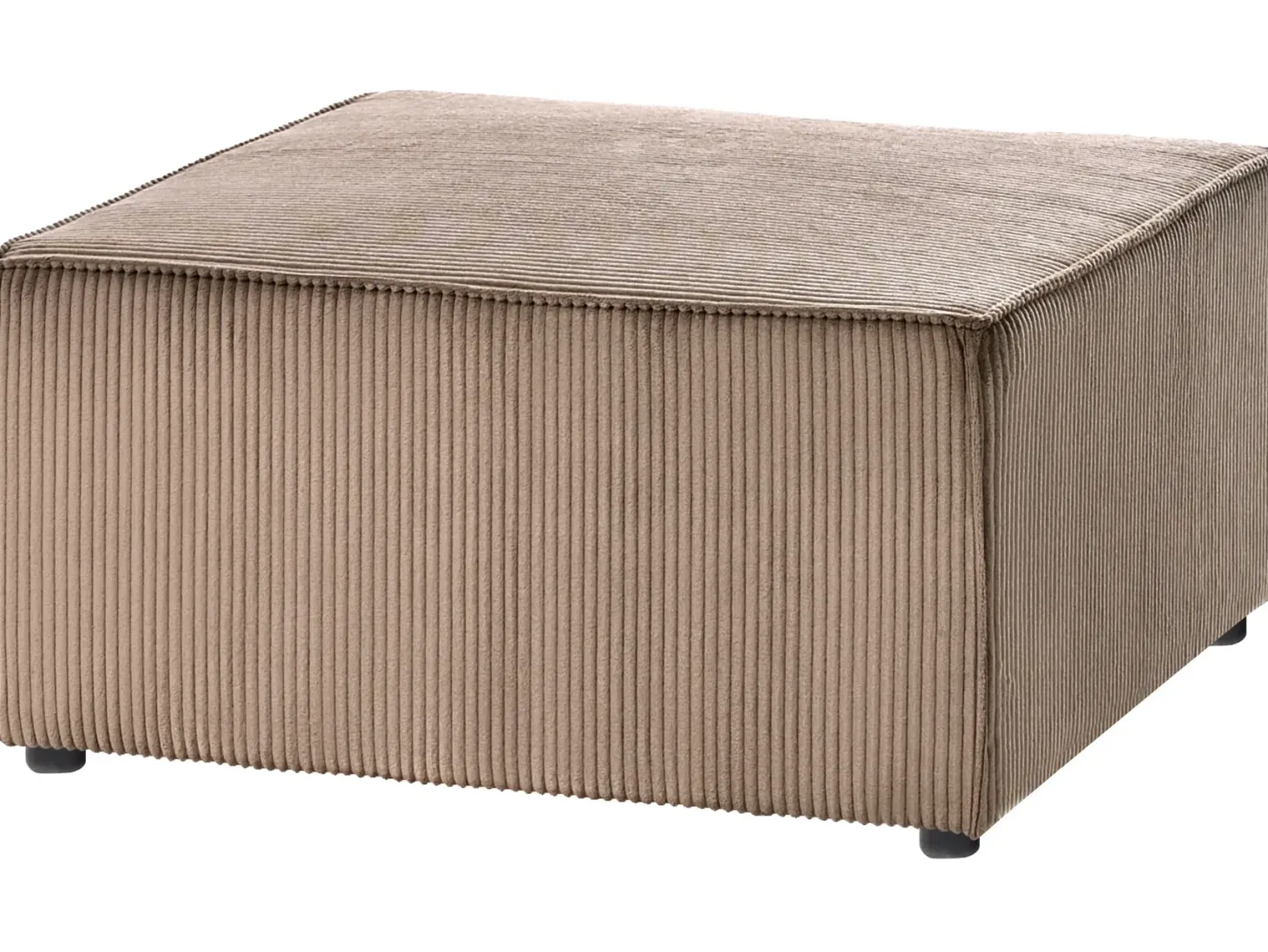 LEMVIG 4 personers Hjørnesofa modul Venstrevendt Sand Beige Fløjl med fodskammel