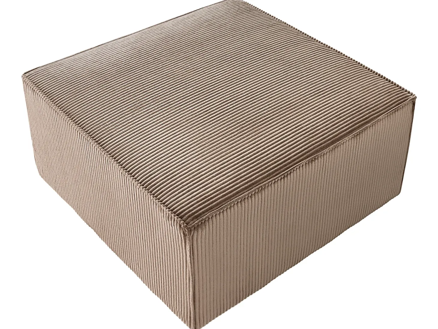 LEMVIG 4 personers Hjørnesofa modul Højrevendt Sand Beige Fløjl med fodskammel