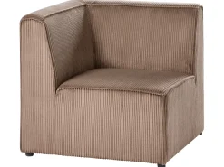 LEMVIG 4 personers Hjørnesofa modul Højrevendt Sand Beige Fløjl med fodskammel