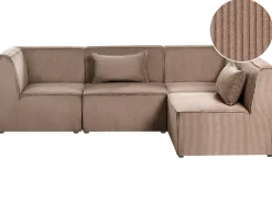 LEMVIG 4 personers Hjørnesofa modul Venstrevendt Sand Beige Fløjl
