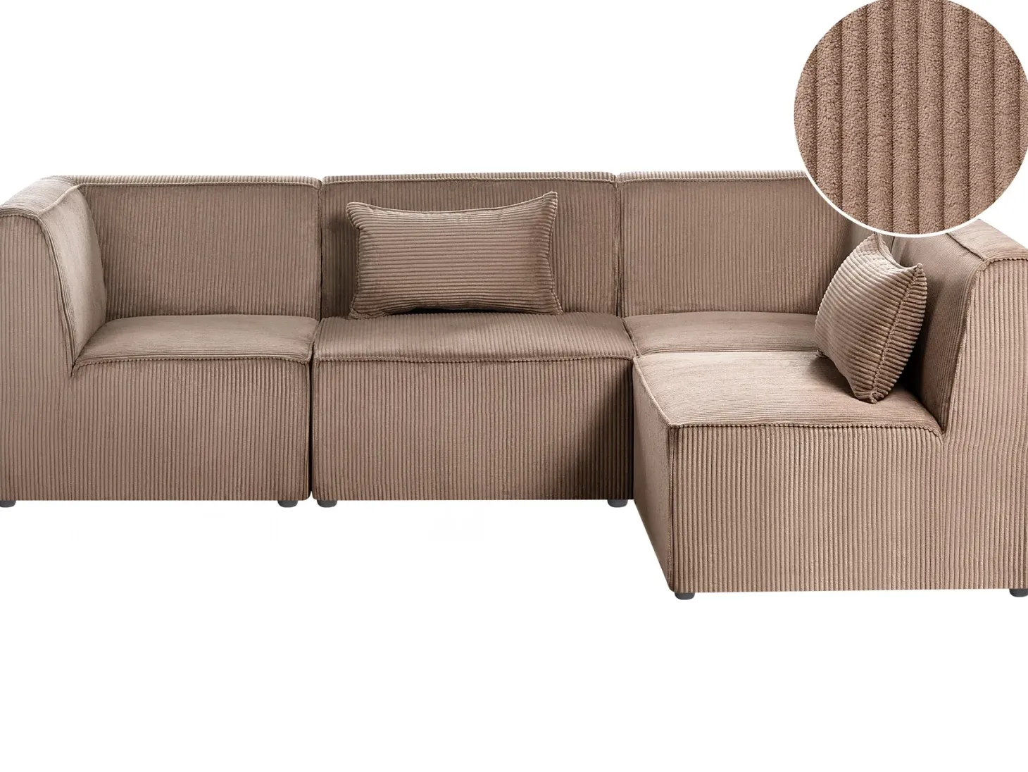 LEMVIG 4 personers Hjørnesofa modul Venstrevendt Sand Beige Fløjl
