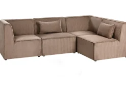 LEMVIG 4 personers Hjørnesofa modul Venstrevendt Sand Beige Fløjl