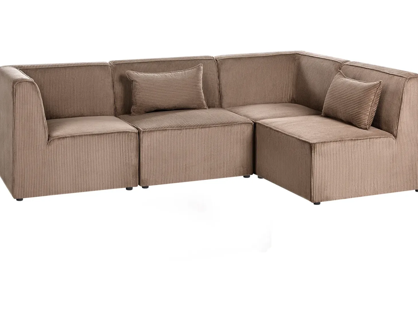 LEMVIG 4 personers Hjørnesofa modul Venstrevendt Sand Beige Fløjl