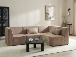 LEMVIG 4 personers Hjørnesofa modul Venstrevendt Sand Beige Fløjl