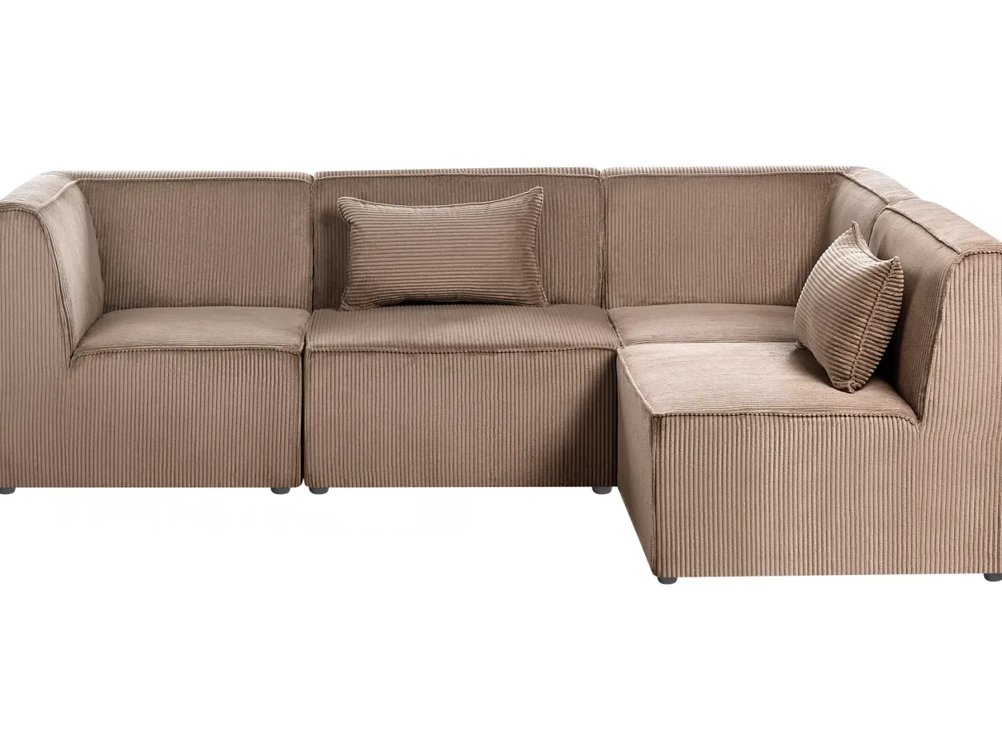 LEMVIG 4 personers Hjørnesofa modul Venstrevendt Sand Beige Fløjl
