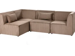LEMVIG 4 personers Hjørnesofa modul Højrevendt Sand Beige Fløjl