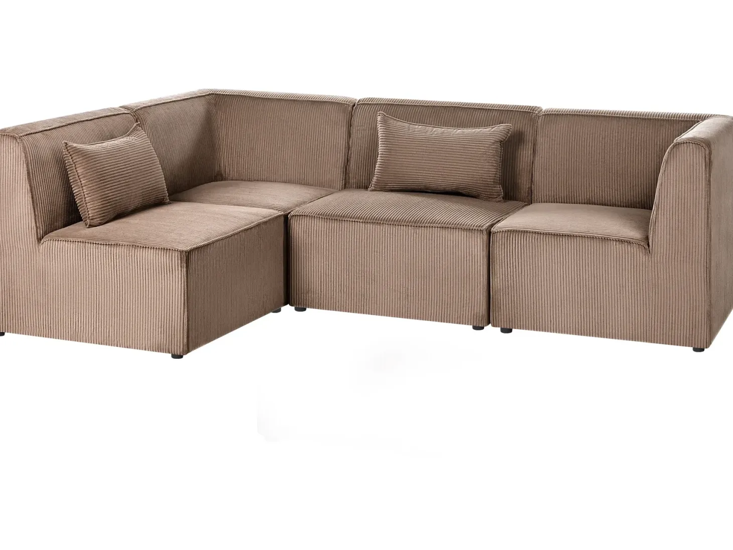 LEMVIG 4 personers Hjørnesofa modul Højrevendt Sand Beige Fløjl
