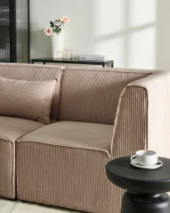 LEMVIG 4 personers Hjørnesofa modul Højrevendt Sand Beige Fløjl