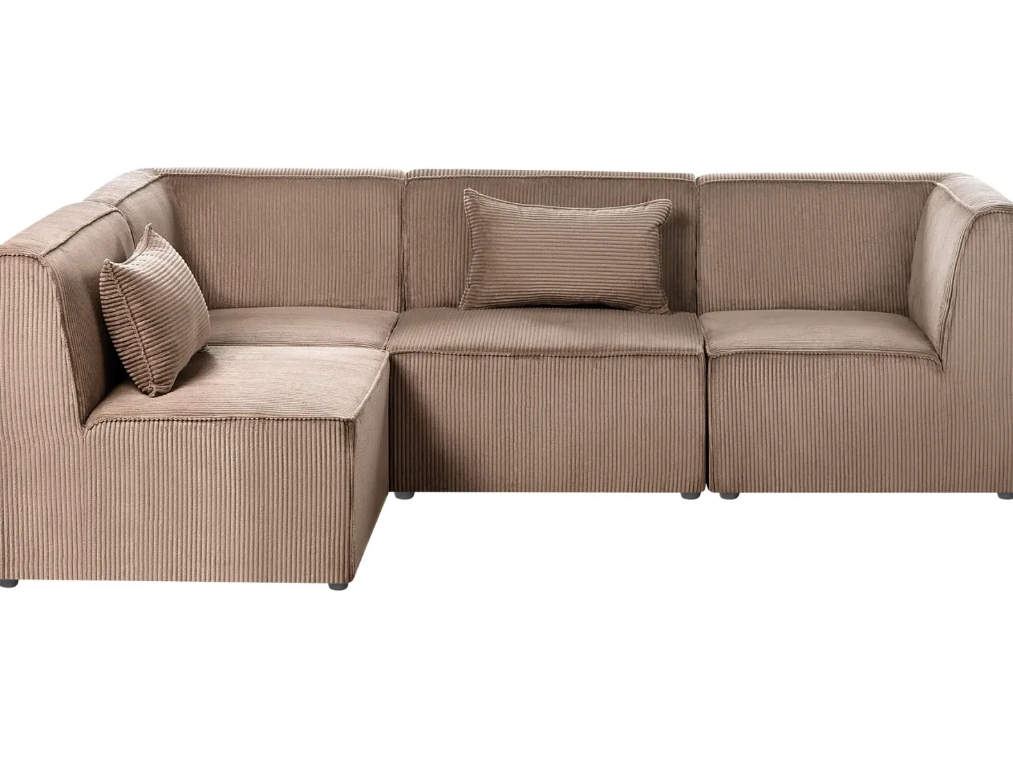 LEMVIG 4 personers Hjørnesofa modul Højrevendt Sand Beige Fløjl