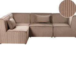LEMVIG 4 personers Hjørnesofa modul Højrevendt Sand Beige Fløjl