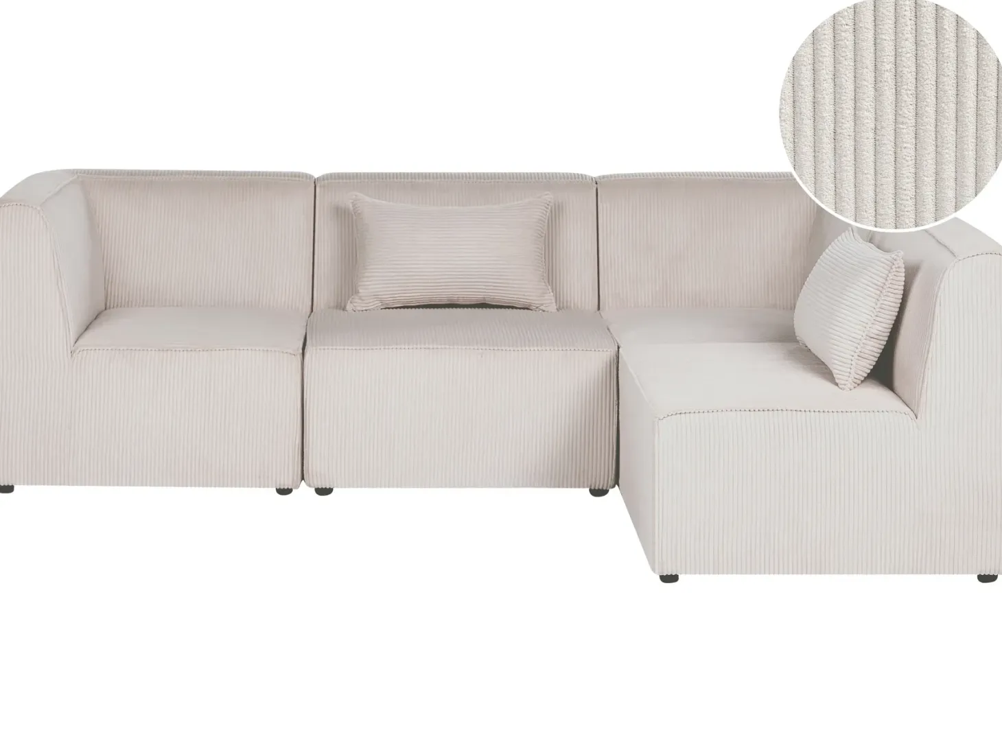 LEMVIG 4 personers Hjørnesofa modul Venstrevendt Beige Fløjl