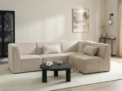 LEMVIG 4 personers Hjørnesofa modul Venstrevendt Beige Fløjl