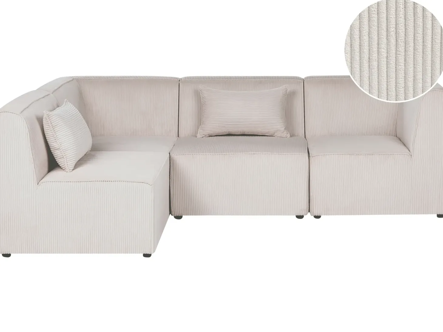 LEMVIG 4 personers Hjørnesofa modul Højrevendt Beige Fløjl