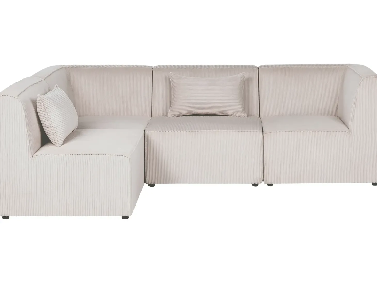 LEMVIG 4 personers Hjørnesofa modul Højrevendt Beige Fløjl