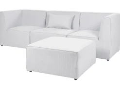 LEMVIG 3 personers Modulsofa Cremehvid Fløjl med fodskammel