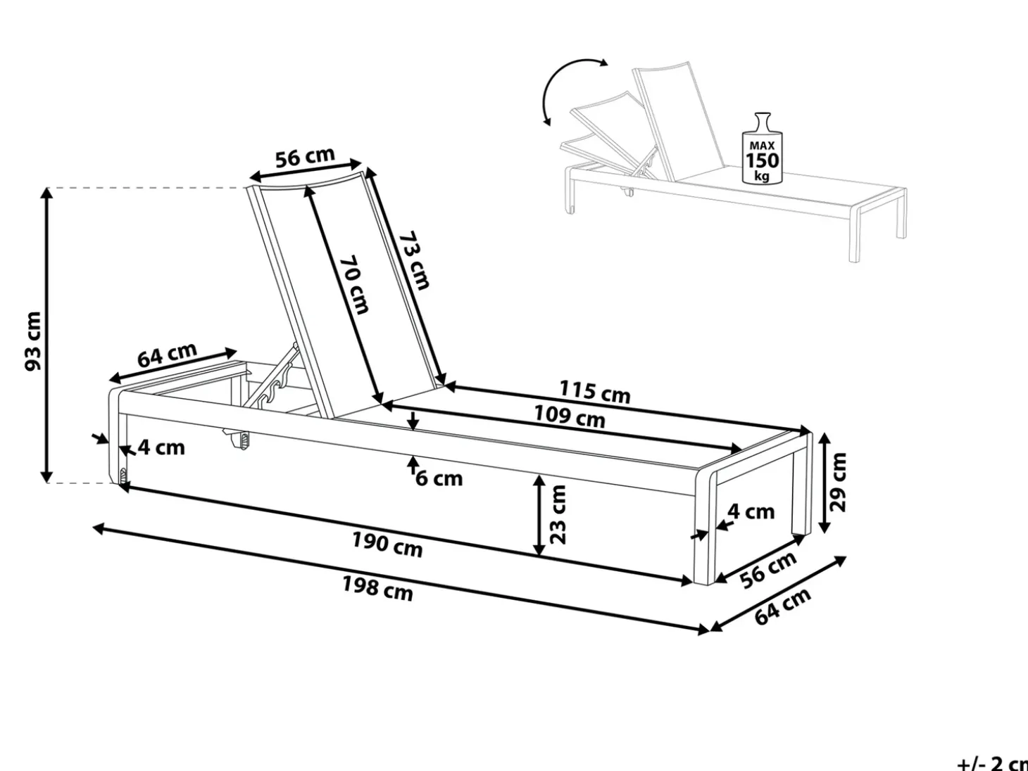 Liggestol FOSSATO Metal Hvid