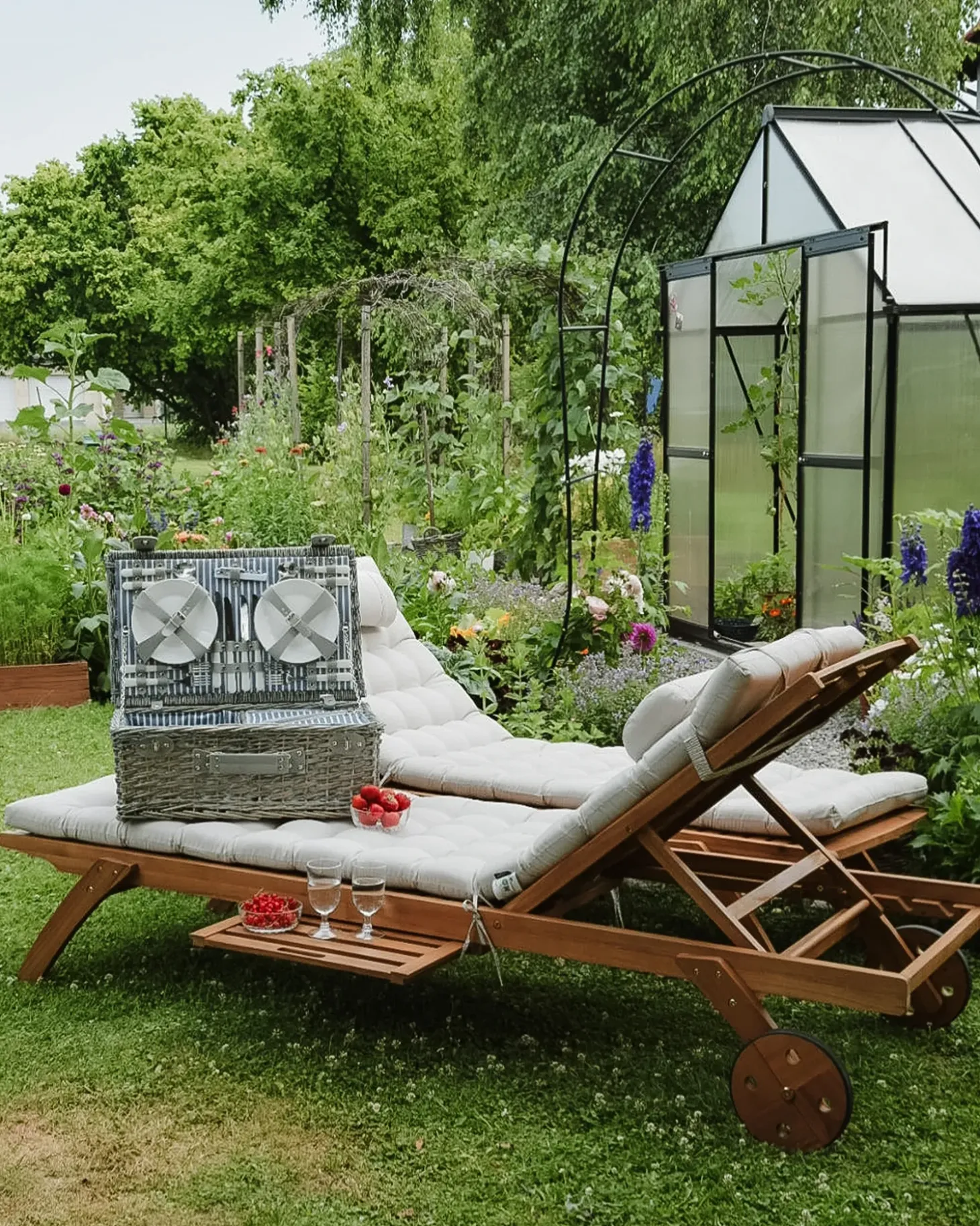 Liggestol med hynde CESANA PREMIUM Akacietræ Lys Beige