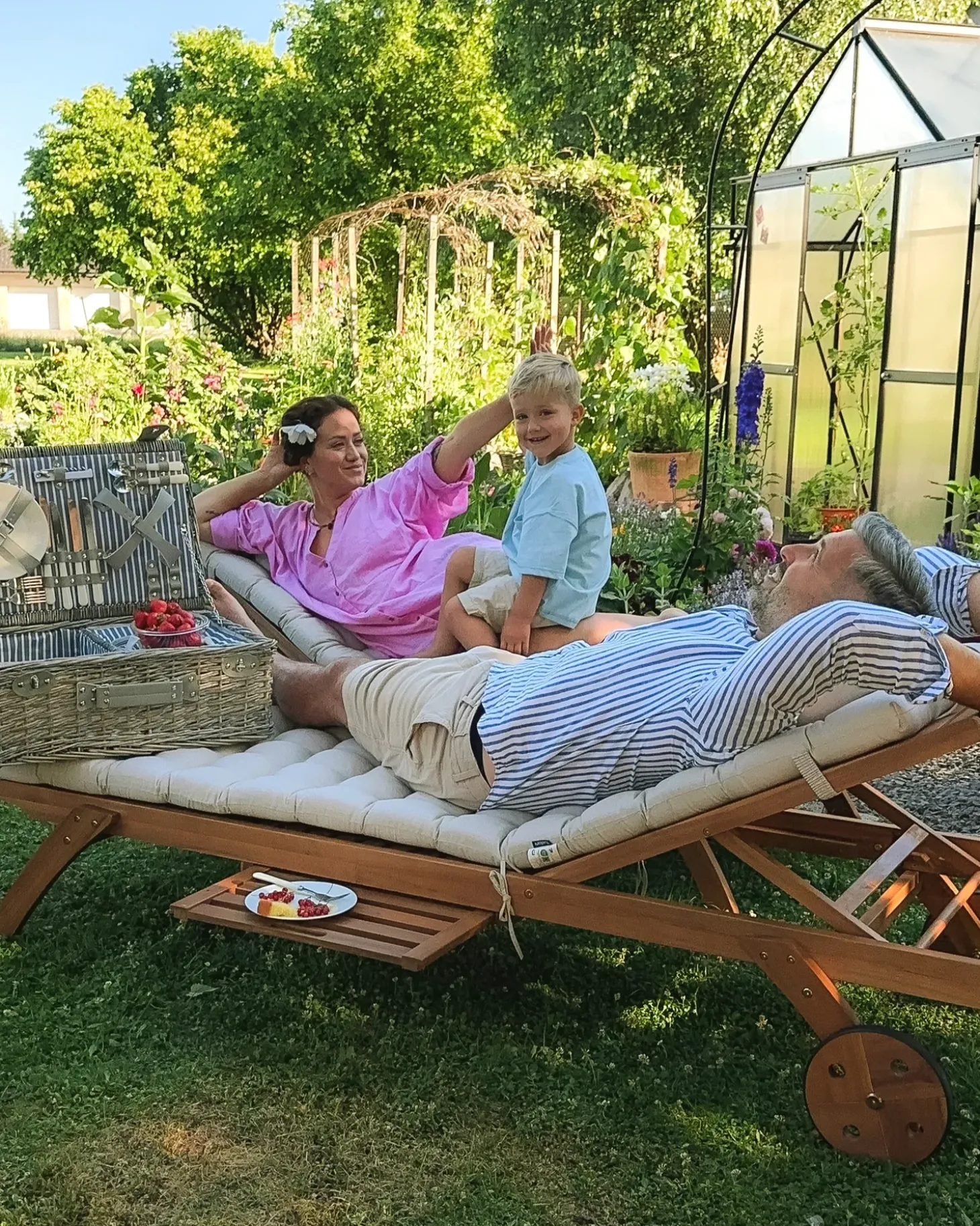 Liggestol med hynde CESANA PREMIUM Akacietræ Lys Beige