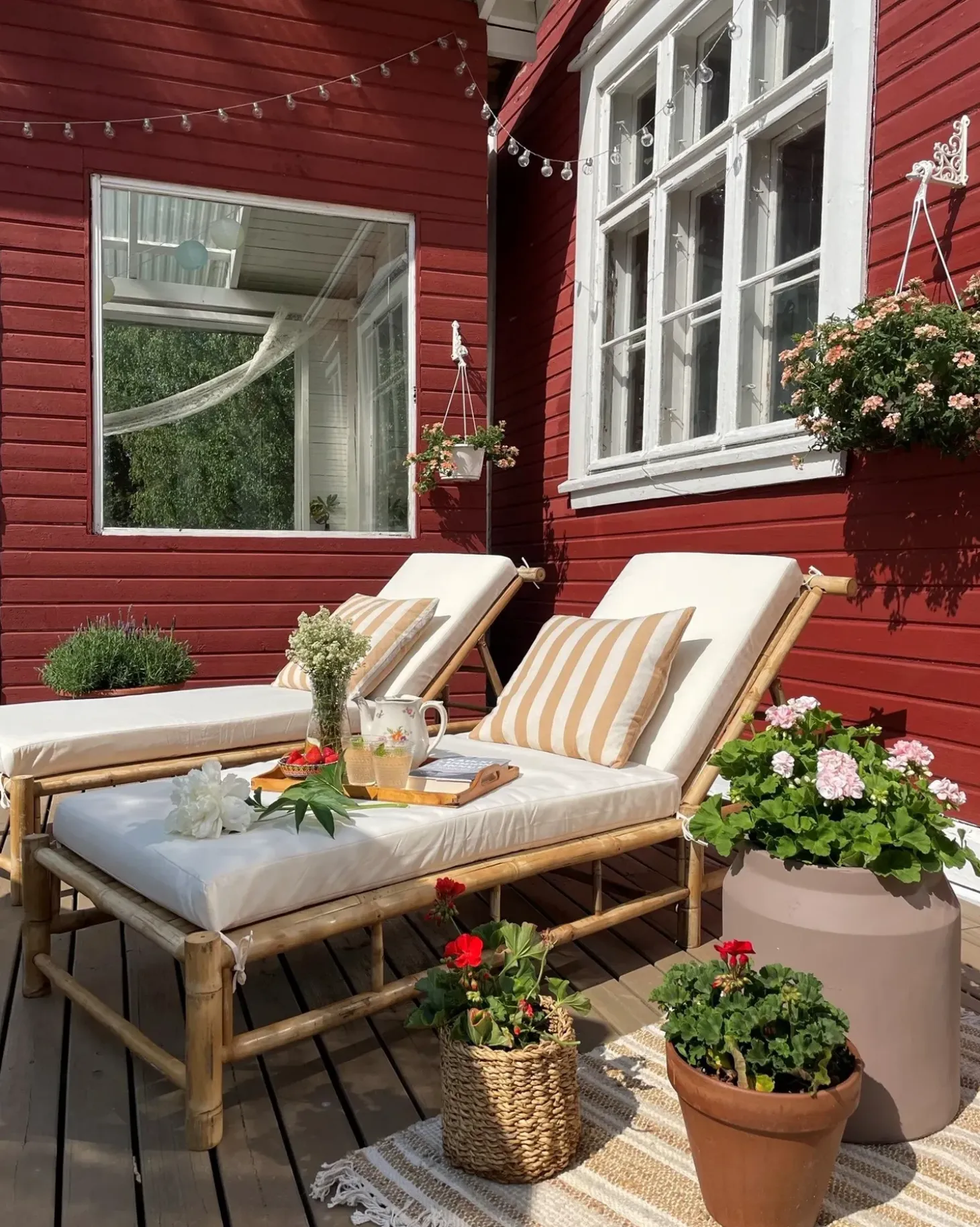 Liggestol med hynde LIGURE Bambus Brun