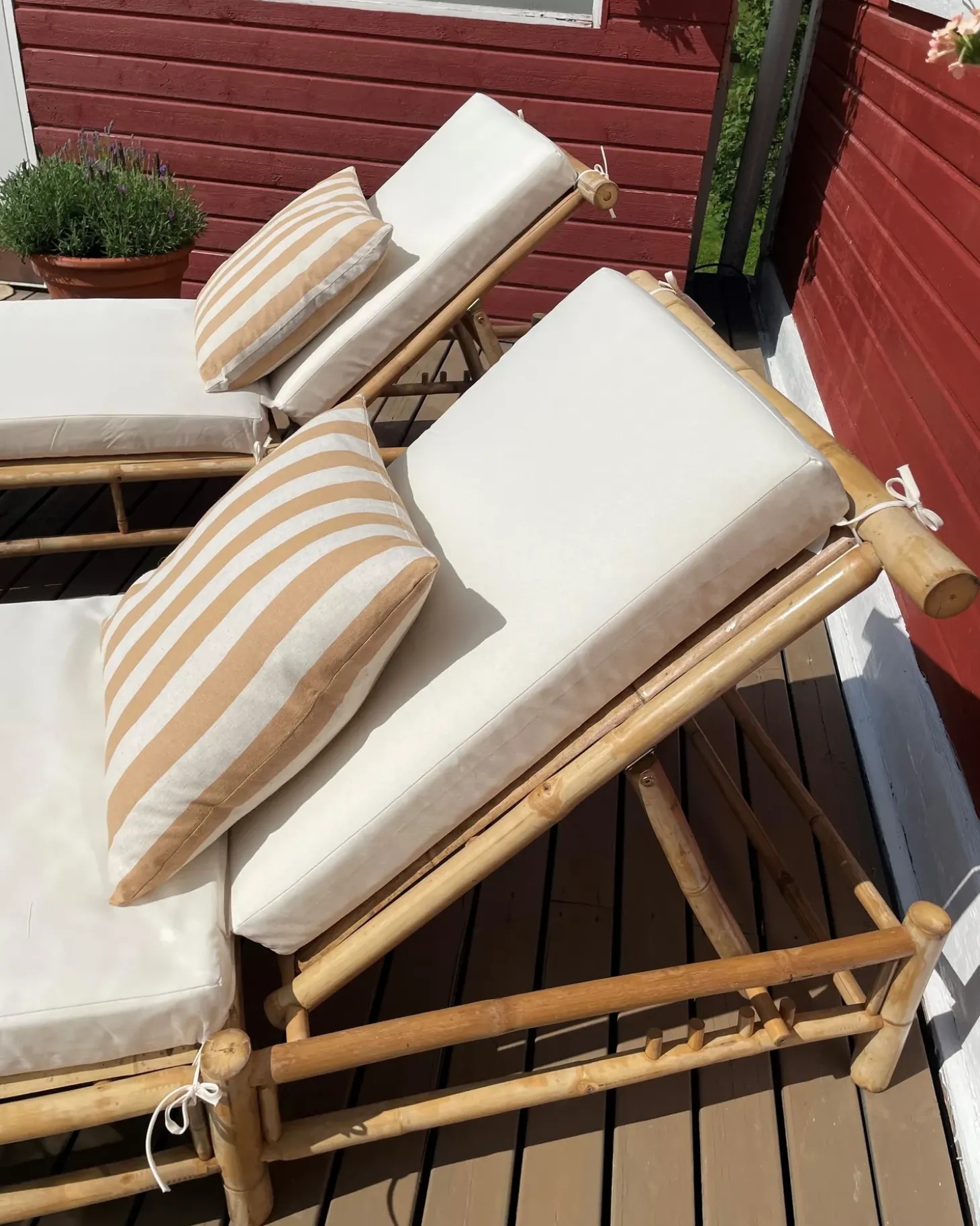Liggestol med hynde LIGURE Bambus Brun