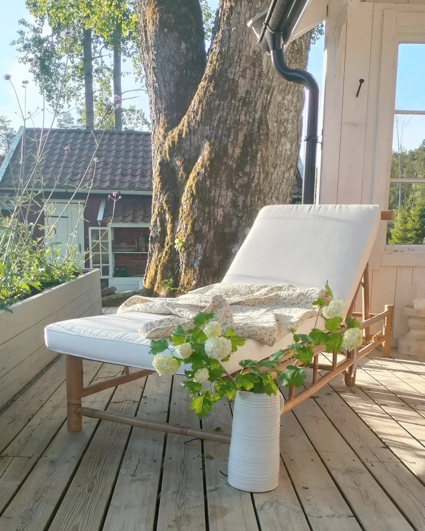 Liggestol med hynde LIGURE Bambus Brun