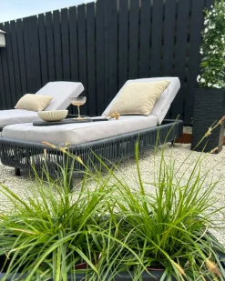 Liggestol med hynde OSINI PE-rattan Grå