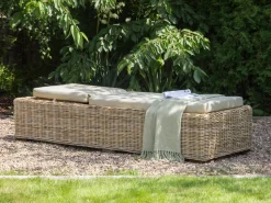 Liggestol med hynde PALESE Rattan Naturlig