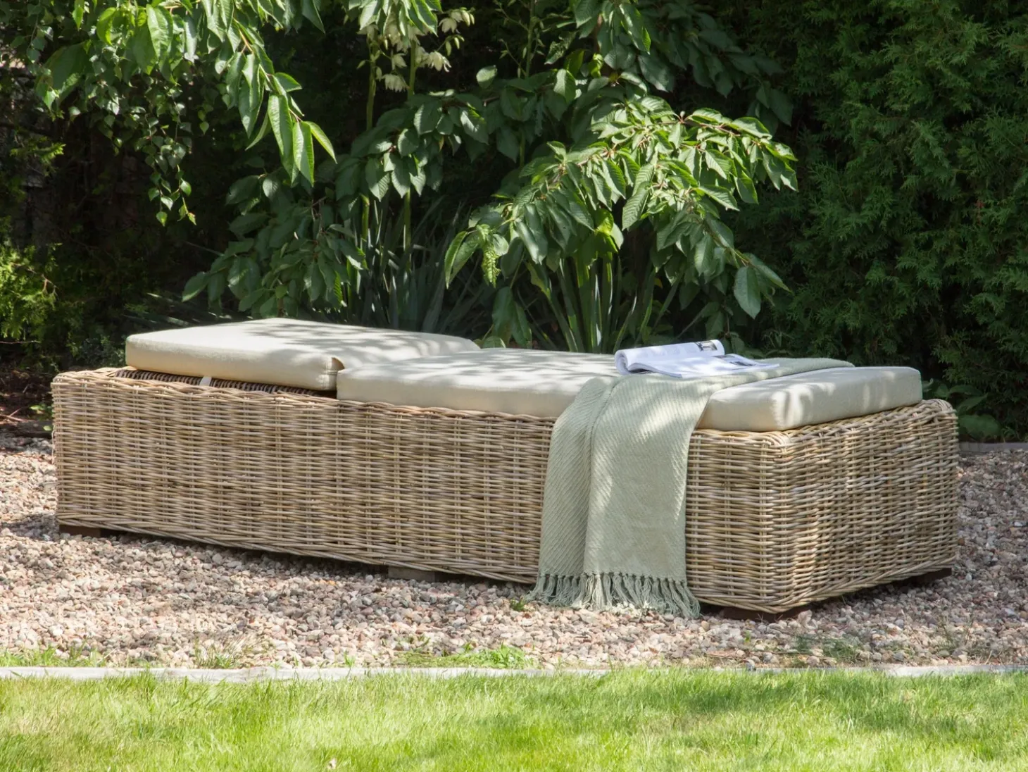 Liggestol med hynde PALESE Rattan Naturlig