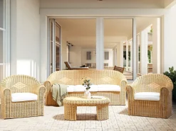 LIVADEIA 5 personers Loungesæt med bord Naturlig Rattan