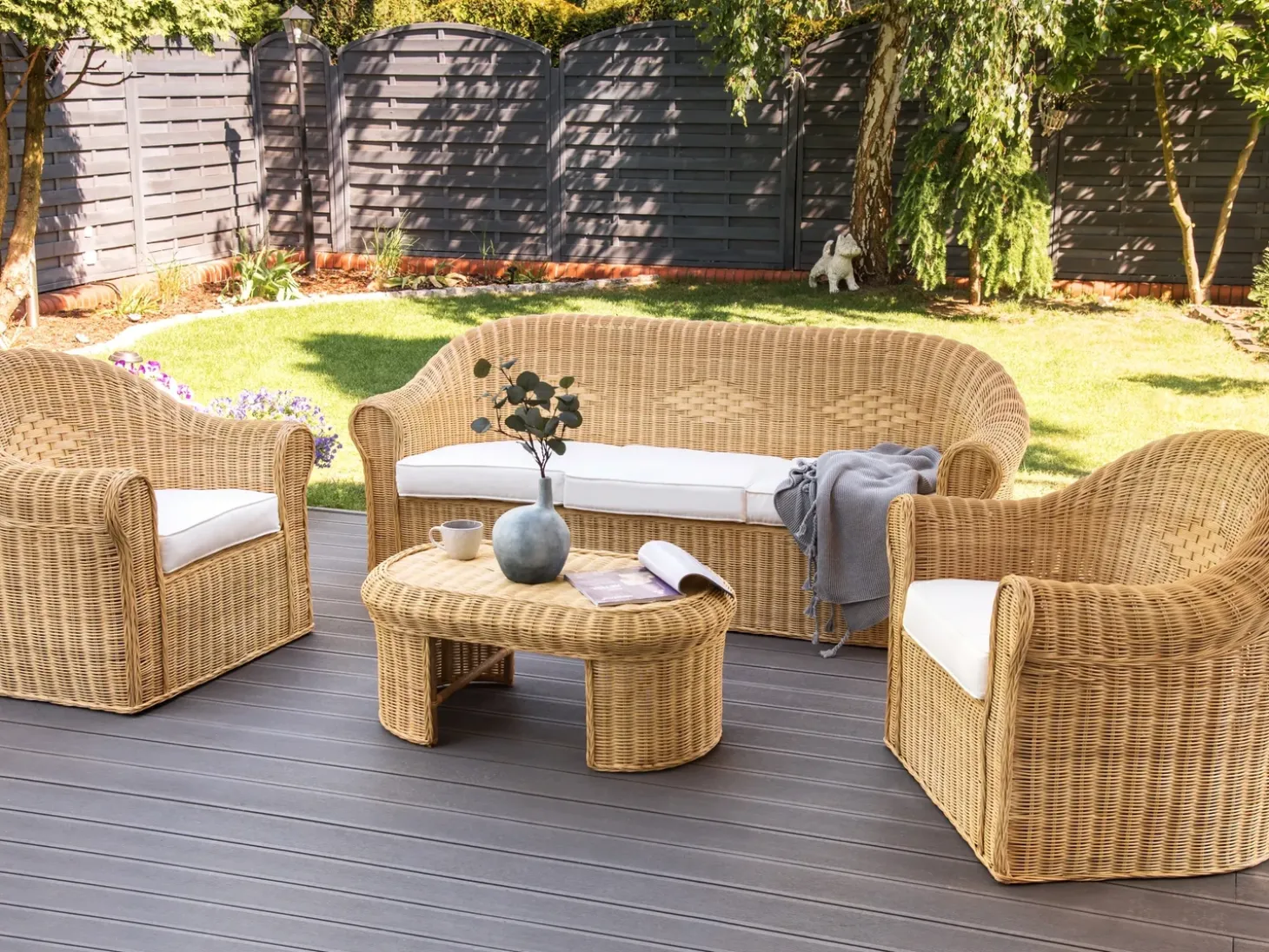 LIVADEIA 5 personers Loungesæt med bord Naturlig Rattan